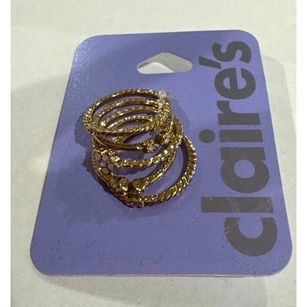 Claire's Gold Tone Multi Row Wrap Band Ring Size 6 MPN GR780047